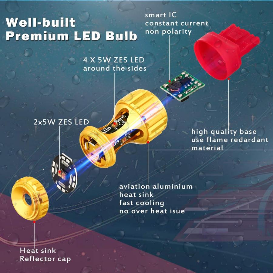 【並行輸入品】Alla Lighting 7440 7443 LED Bulbs 3000lm Extreme Super Bright Car Siの画像