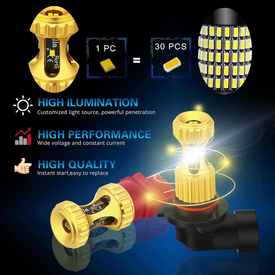 【並行輸入品】Alla Lighting H8 H11 LED Fog Lights Bulbs Newest 3000lm Extreme Supeの画像