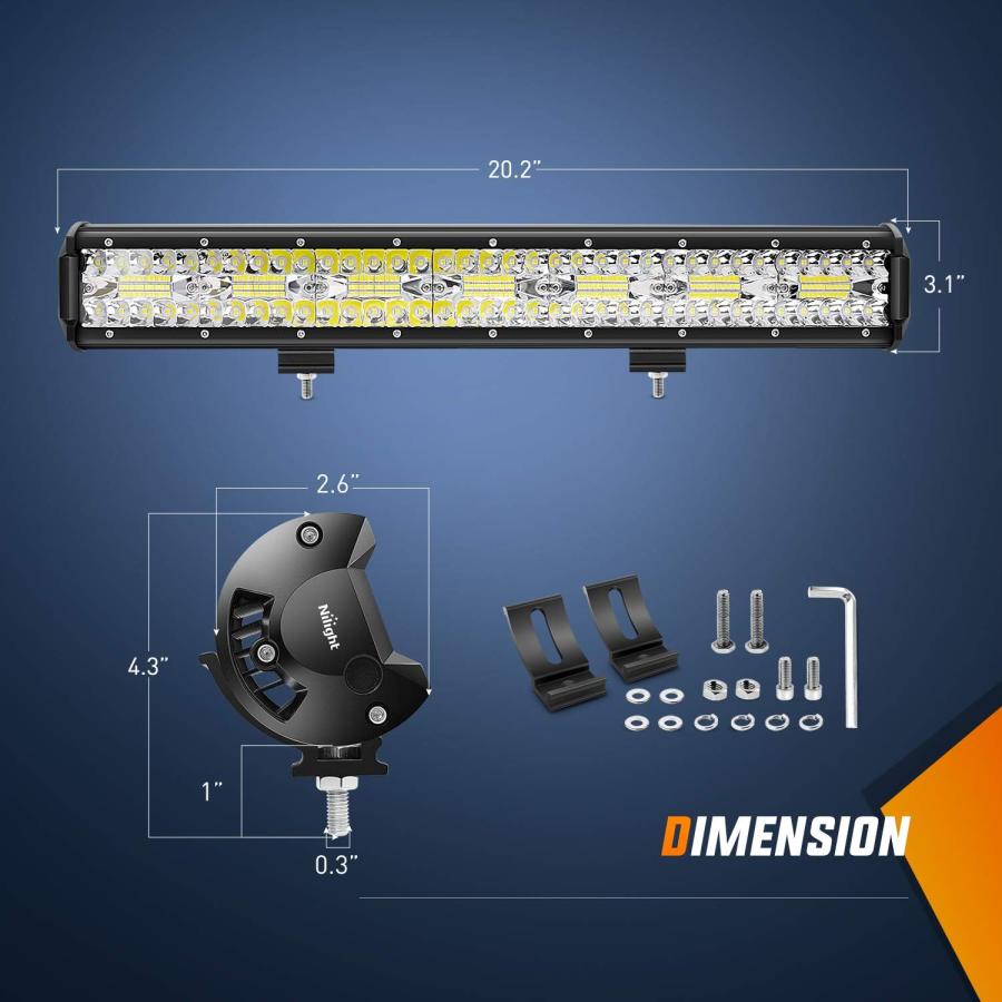 【並行輸入品】Nilight Led Light Bar Set 20Inch 420W Triple Row Spot Flood Combo Wo_1