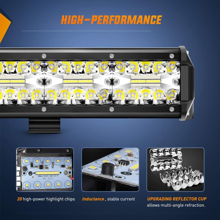 【並行輸入品】Nilight Led Light Bar Set 20Inch 420W Triple Row Spot Flood Combo Wo_5