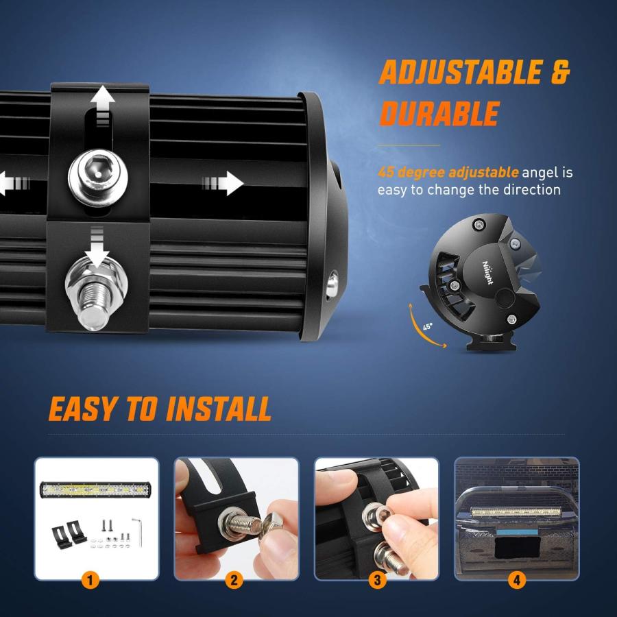 【並行輸入品】Nilight Led Light Bar Set 20Inch 420W Triple Row Spot Flood Combo Wo_7
