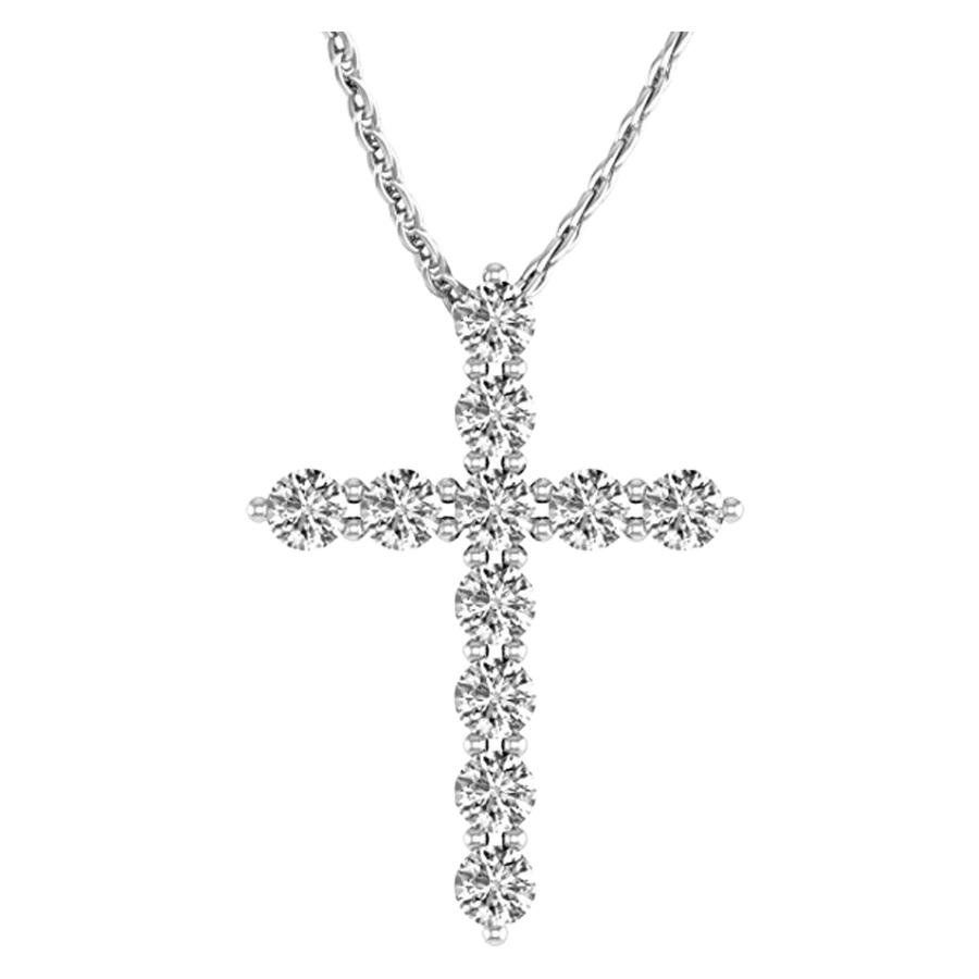 【並行輸入品】3/4 Carat Total Weight 14K White Gold Diamond Cross Ultra Premiu_2