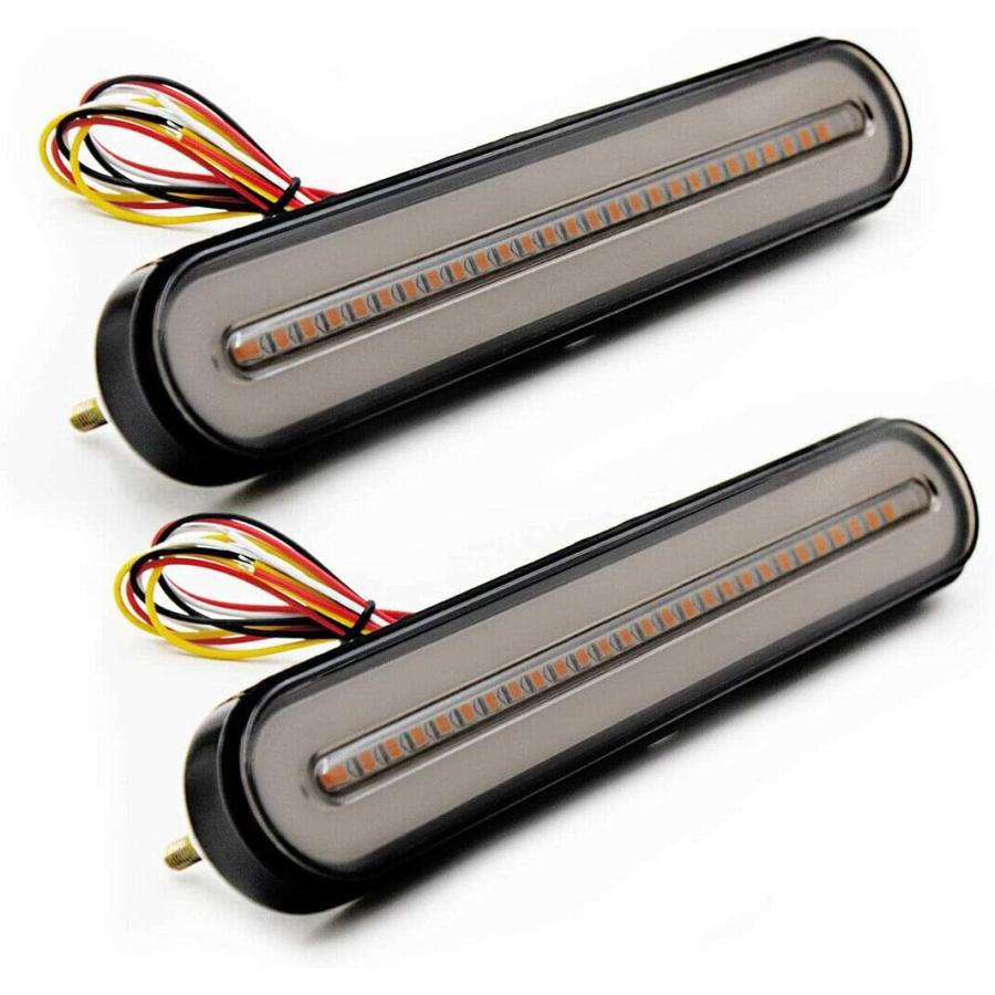 【並行輸入品】2個パック 9インチ LED トレーラーテールライトバー + ブレーキストップ + ウィンカーライト アセンブリ識別 レッド\u0026アンバーの画像