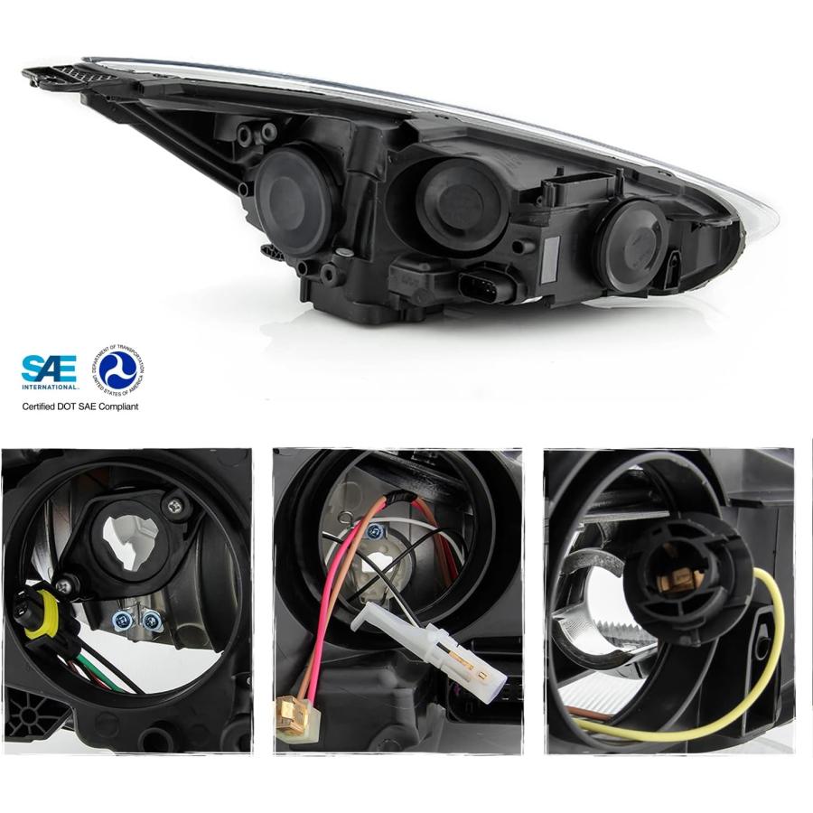 【並行輸入品】2015-2018 Ford Focus S | SE | ST クロムベゼル [ハロゲンタイプ] ヘッドライト [DRL LED機能な