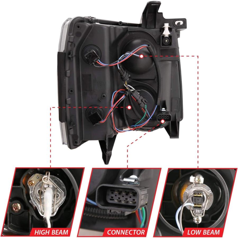 【並行輸入品】Anzo USA 111411 プロジェクターヘッドライトセット プランクスタイルスイッチバッククロム アンバーペアプロジェクターヘッド_4