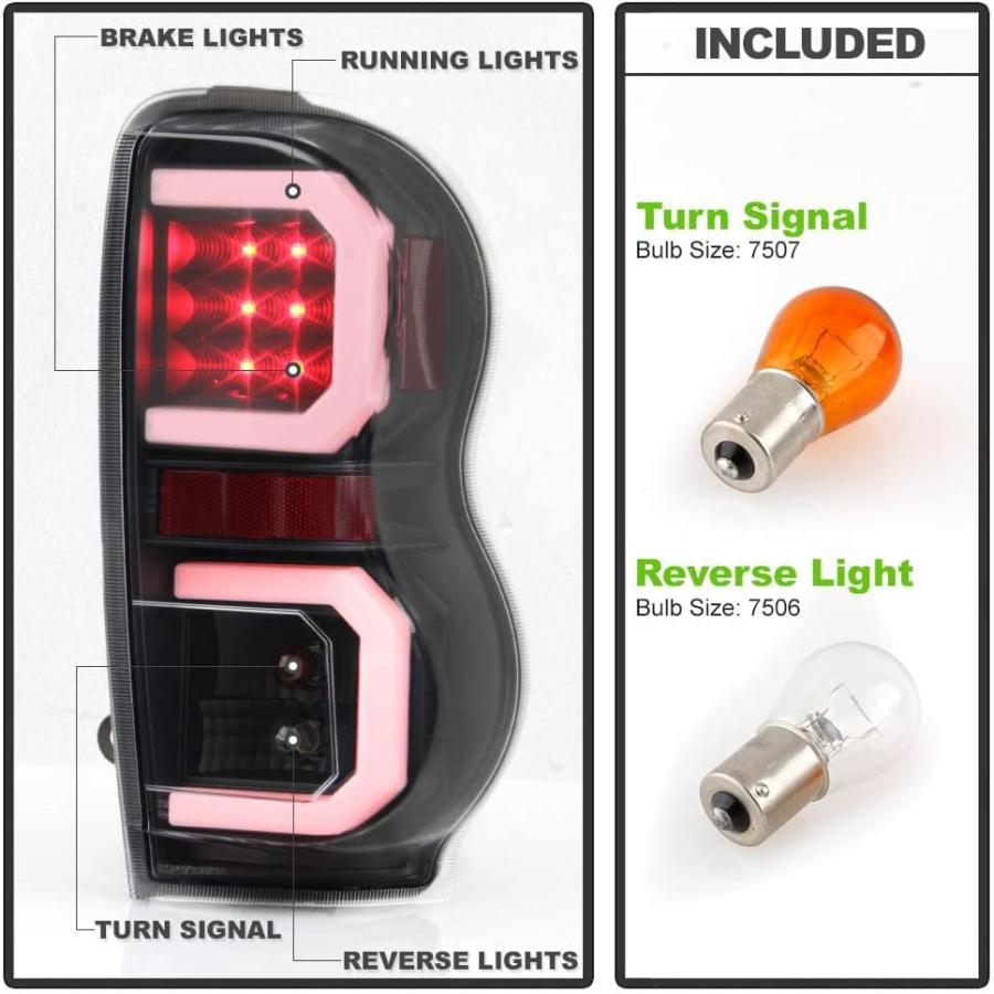 【並行輸入品】ACANII - For 2004-2009 Dodge Durango SUV Black Housing LED Tube Tailの画像