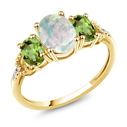【並行輸入品】[Gem Stone King] 2.04カラット シミュレイテッド ホワイトオパール 指輪 リング レディース 天然石 ペリドッの画像