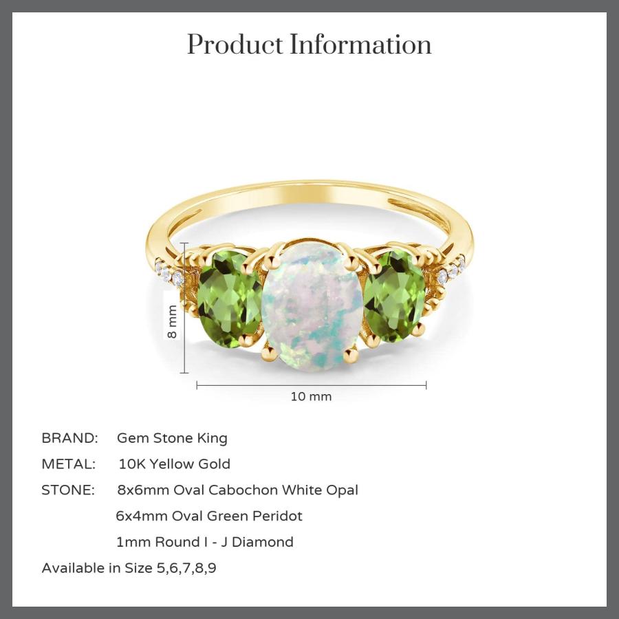 【並行輸入品】[Gem Stone King] 2.04カラット シミュレイテッド ホワイトオパール 指輪 リング レディース 天然石 ペリドッの画像