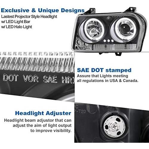 【並行輸入品】ZMAUTOPARTS Halo LED ブラック プロジェクターヘッドライト ヘッドライト 2005-2007 Chrysler 30_3