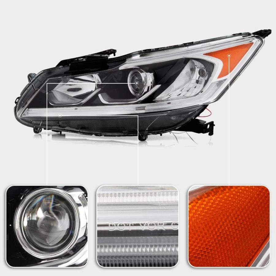 【並行輸入品】ACANII - For 2016-2017 Honda Accord EX EX-L Sport LED DRL Projector_4