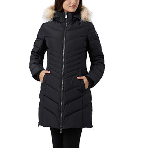 【並行輸入品】PAJAR Womens Roxy Faux Fur Trim Quilted Down Coat Black Lの画像