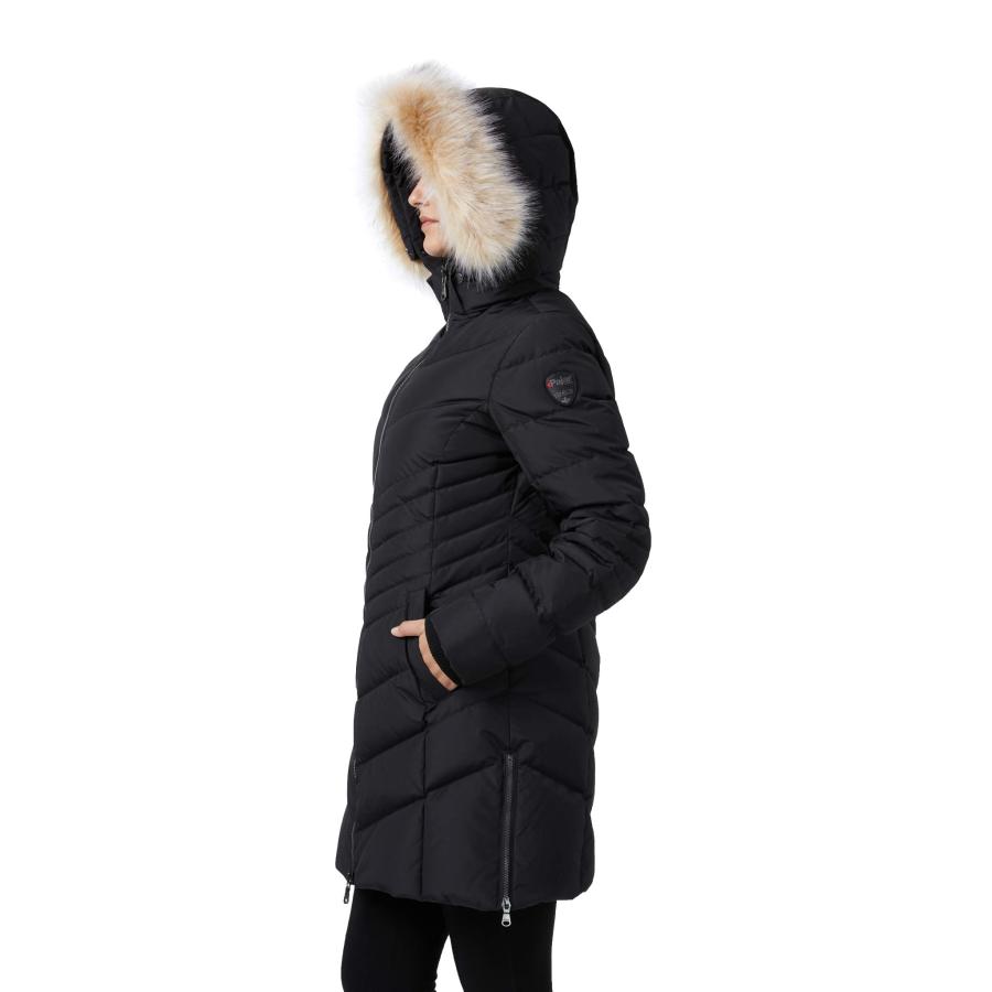 【並行輸入品】PAJAR Womens Roxy Faux Fur Trim Quilted Down Coat Black Lの画像