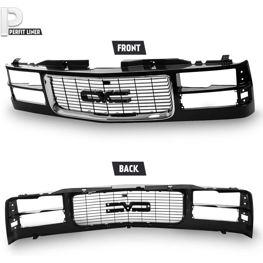 【並行輸入品】Perfit Liner フロントグリル グリル デュアルヘッドランプ 1994-2000 GMC C/K 1500 2500 3500の画像