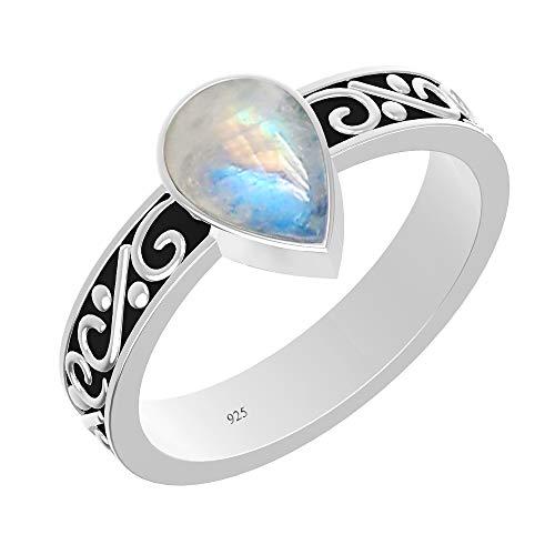 TISHAVI 1.25Cts Sterling Silver Genuine Natural Moonstone Ring F 並行輸入品｜good-face｜02