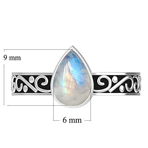 TISHAVI 1.25Cts Sterling Silver Genuine Natural Moonstone Ring F 並行輸入品｜good-face｜05