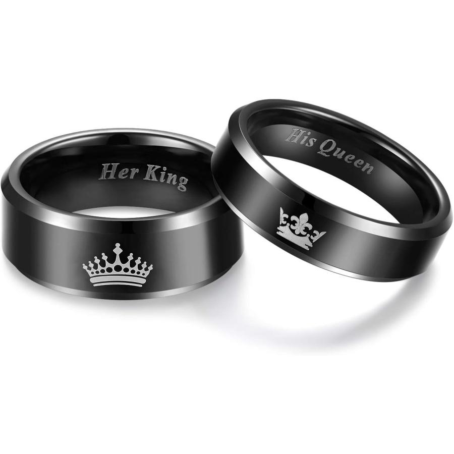 並行輸入品】Her King His Queen リング タングステン 結婚指輪 高光沢