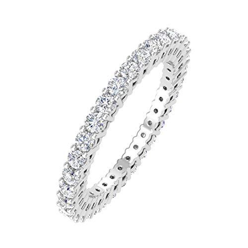 【並行輸入品】FINEROCK 1カラット ダイヤモンド エタニティ 結婚指輪 14Kゴールド, 金属 石, ホワイトダイヤモンド FINEROの画像