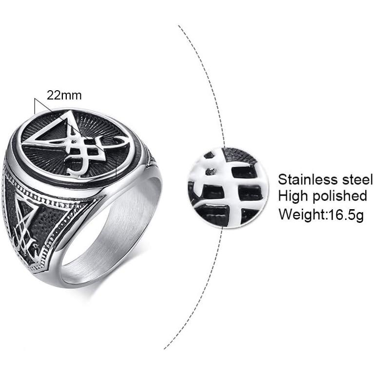 謎のサタンリング。 並行輸入品】VNOX シギル ルシファー サタン シンボル 印章 リング