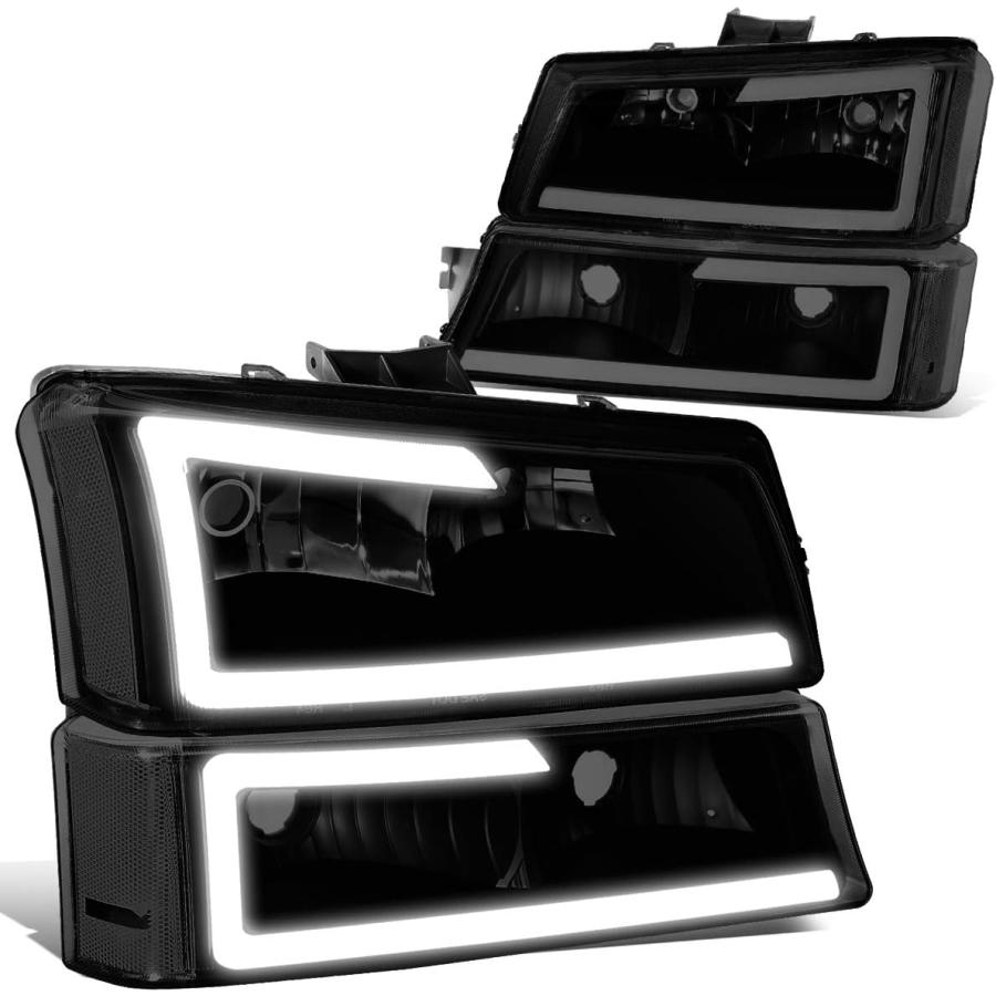 Auto Dynasty 4個 LED DRLバンパーヘッドライトランプ シボレーシルバラード アバランチ 1500 2500 3500 03