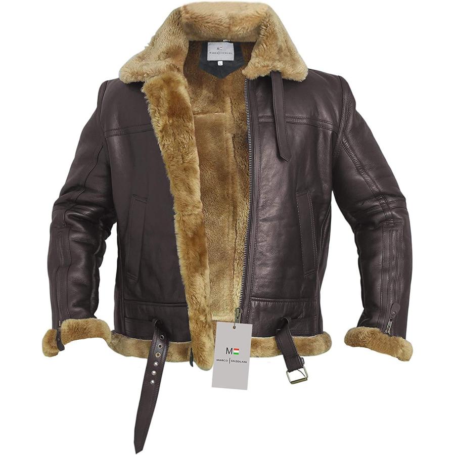 【並行輸入品】RAF Bomber Ginger メンズ B3 ボンバージャケット アビエイター リアルムートンボンバーシープスキンレザージャケの画像