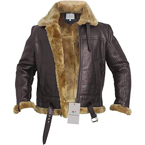 【並行輸入品】RAF Bomber Ginger メンズ B3 ボンバージャケット アビエイター リアルムートンボンバーシープスキンレザージャケの画像
