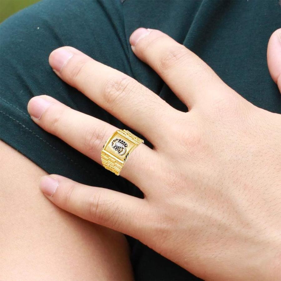 【並行輸入品】14K Solid Yellow Gold 14MM Scorpion Men's Ring (12.5)の画像