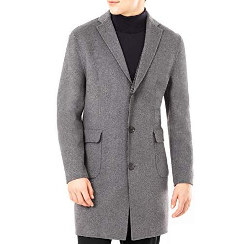 【並行輸入品】DKNY メンズ レギュラーオーバーコート US サイズ: 40R カラー: グレー DKNY mens Overcoat Wooの画像