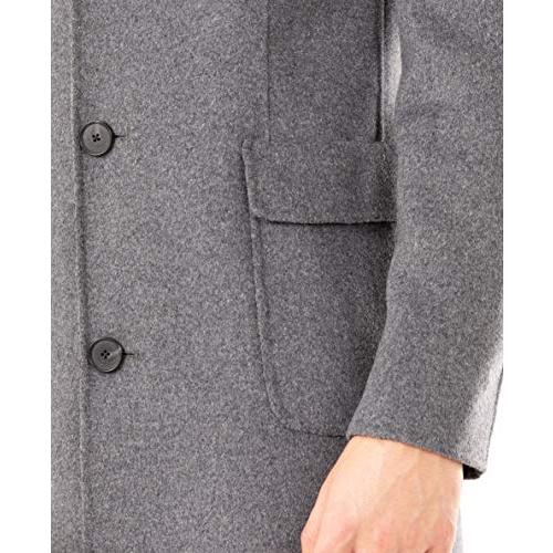 【並行輸入品】DKNY メンズ レギュラーオーバーコート US サイズ: 40R カラー: グレー DKNY mens Overcoat Wooの画像