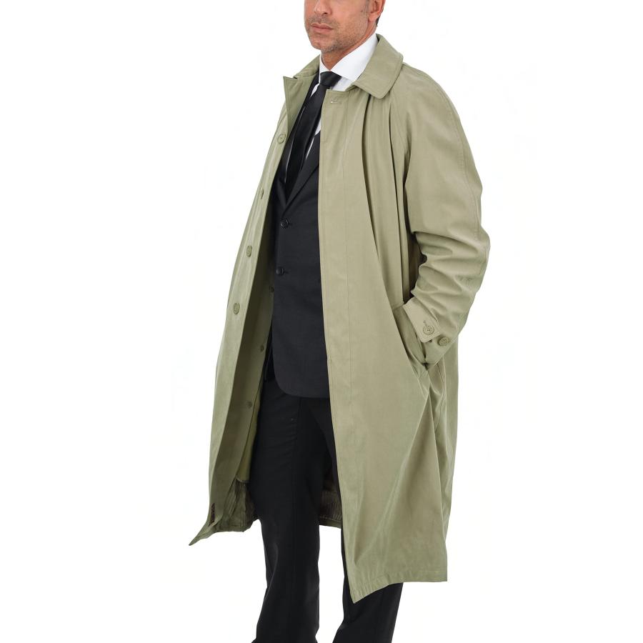 【並行輸入品】メンズ シングル 防雨 ロングトレンチコート US サイズ: 46 カラー: ベージュ Men's Single Breastedの画像