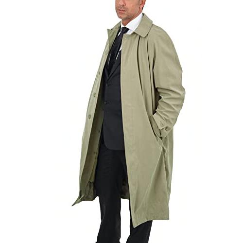 【並行輸入品】メンズ シングル 防雨 ロングトレンチコート US サイズ: 46 カラー: ベージュ Men's Single Breastedの画像