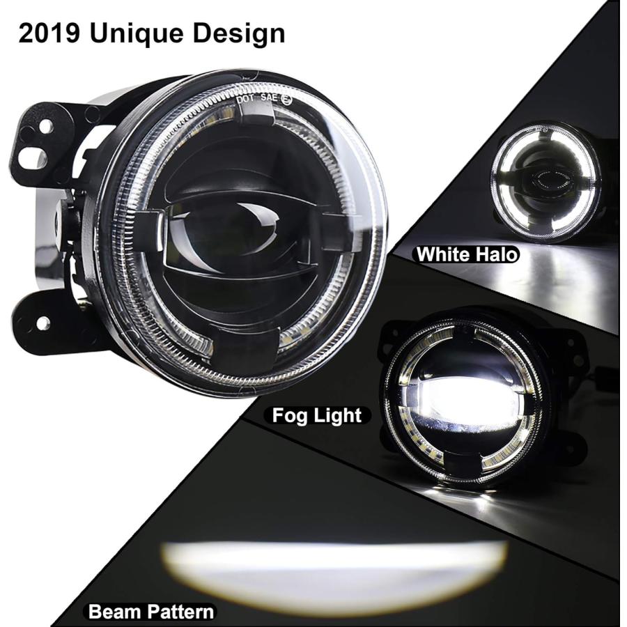【並行輸入品】OVOTOR 4インチ LED フォグライト 20W フォグランプ ホワイトヘイロー DRL フロントバンパー ドライビングフォグライトの画像