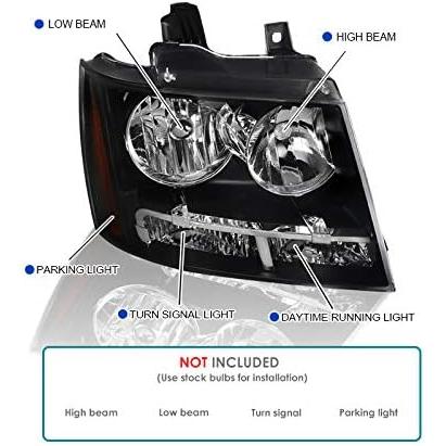 【並行輸入品】Spec-D Tuning Black Headlights Compatible with Chevy Avalanche 2007-の画像