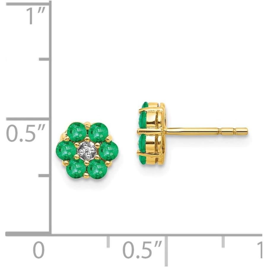 【並行輸入品】ソリッド14Kイエローゴールド ツートーンエメラルドグリーン 5月の宝石とダイヤモンドポストスタッドイヤリング 6mm (0.01カラッの画像