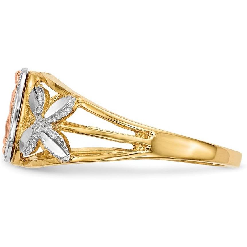 【並行輸入品】Solid 14k Yellow and White Gold Two Tone Virgin Mary Our Lady of Guaの画像