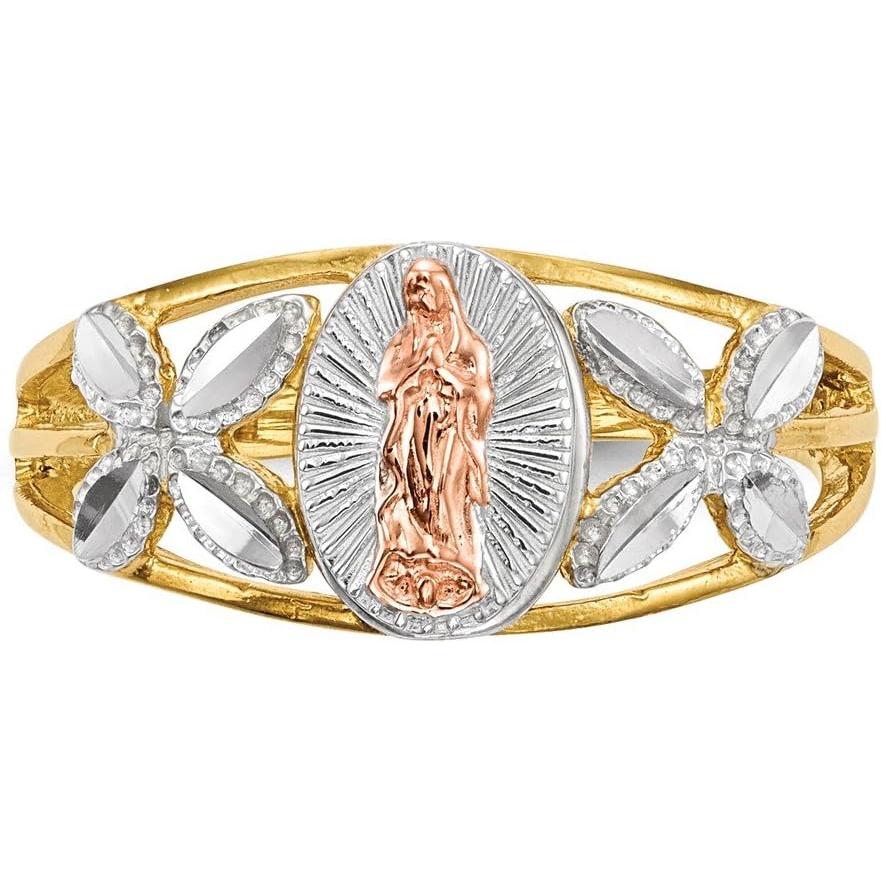 【並行輸入品】Solid 14k Yellow and White Gold Two Tone Virgin Mary Our Lady of Guaの画像