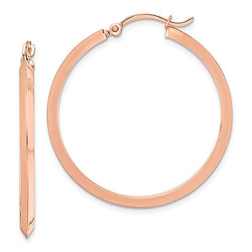 【並行輸入品】Solid 14K Rose Gold Hoop Earrings   32mm x 31mmの画像
