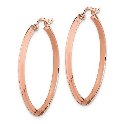 【並行輸入品】Solid 14K Rose Gold Hoop Earrings   32mm x 31mmの画像