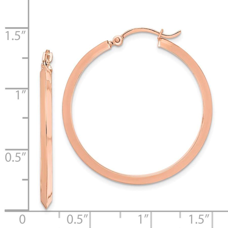 【並行輸入品】Solid 14K Rose Gold Hoop Earrings   32mm x 31mmの画像