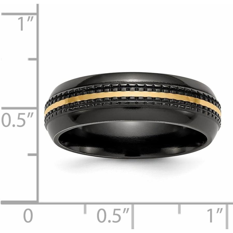 【並行輸入品】Black Titanium Men's 14K Patterned 7mm Plain Classic Wedding Band Riの画像