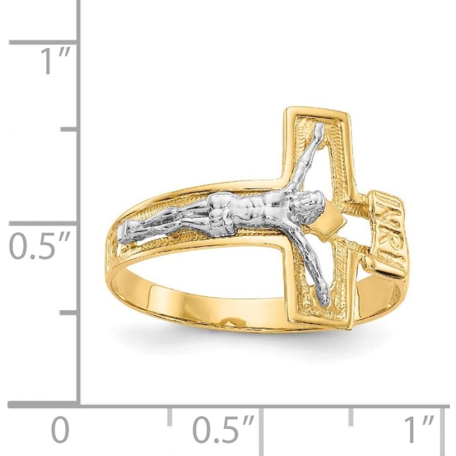 【並行輸入品】Solid 14k Yellow and White Gold Two Tone Crucifix Cross Men's Ring Bの画像