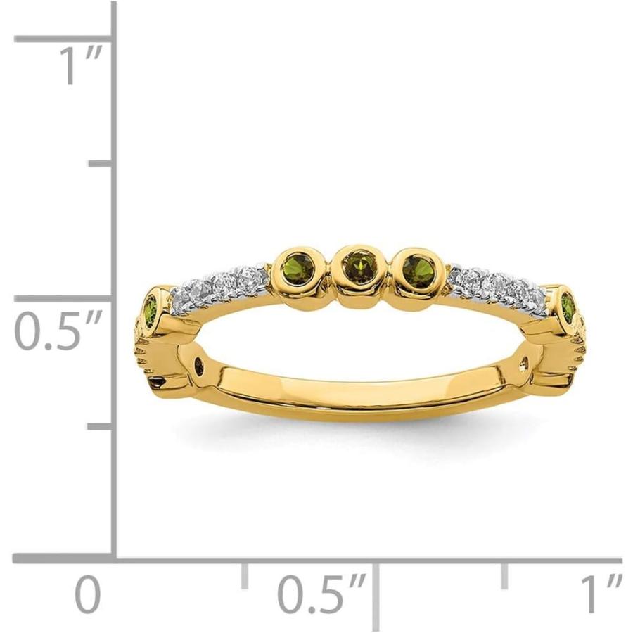 【並行輸入品】Solid 14k Yellow Gold Stackable Peridot and Diamond Ring Eternity Baの画像
