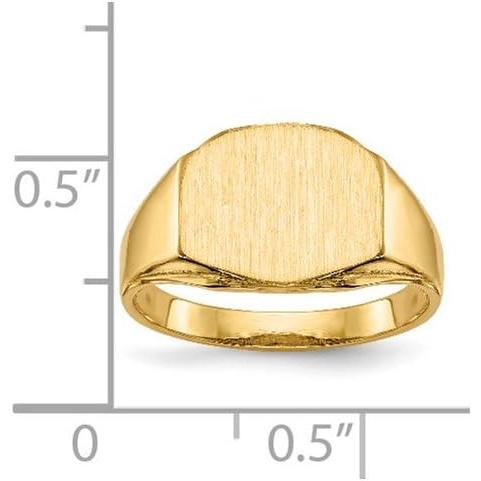 【並行輸入品】ソリッド14Kイエローゴールド 8.5x11.5mm オープンバック 刻印可能 モノグラム シグネットリング バンド サイズ5  金属の画像