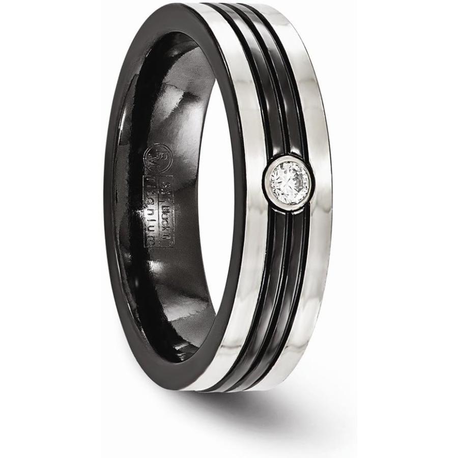 【並行輸入品】Sonia Jewels ソリッドブラックチタン メンズグレーボーダー .10カラット 直径925スターリングシルバー メンズベゼル 結の画像