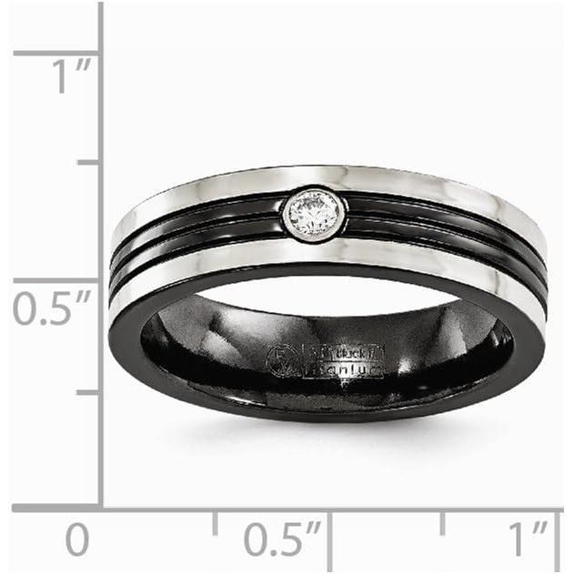【並行輸入品】Sonia Jewels ソリッドブラックチタン メンズグレーボーダー .10カラット 直径925スターリングシルバー メンズベゼル 結の画像