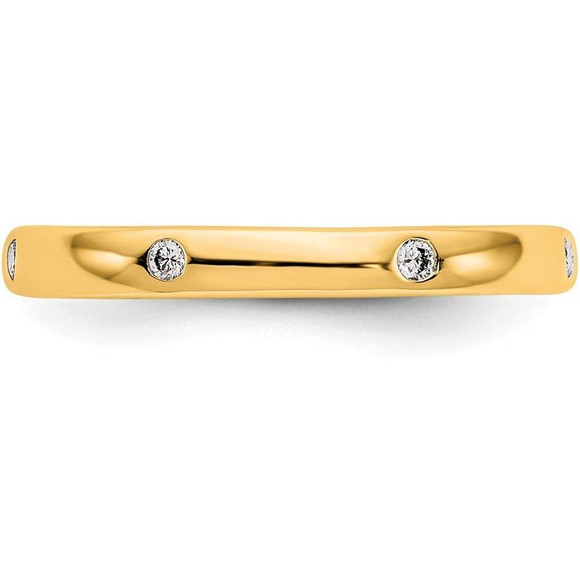 【並行輸入品】ソリッド 14K イエローゴールド 1/10CT ベゼルセット ダイヤモンド 記念日 結婚指輪 エタニティリング サイズ9 メタル、ダイの画像
