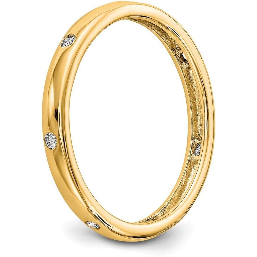 【並行輸入品】ソリッド 14K イエローゴールド 1/10CT ベゼルセット ダイヤモンド 記念日 結婚指輪 エタニティリング サイズ9 メタル、ダイの画像