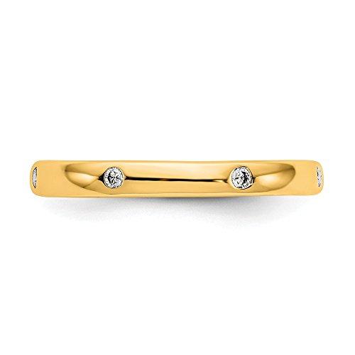 【並行輸入品】ソリッド 14K イエローゴールド 1/10CT ベゼルセット ダイヤモンド 記念日 結婚指輪 エタニティリング サイズ9 メタル、ダイの画像