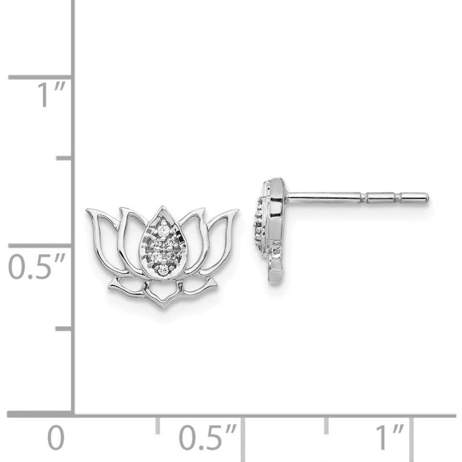 【並行輸入品】Solid 14k White Gold Diamond Lotus Flower Button Post Studs Earringsの画像