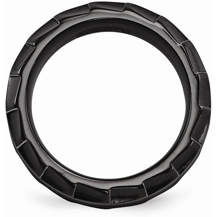 【並行輸入品】Solid Black Titanium Men's Faceted Edges 8mm Men's Plain Classic Wed_1