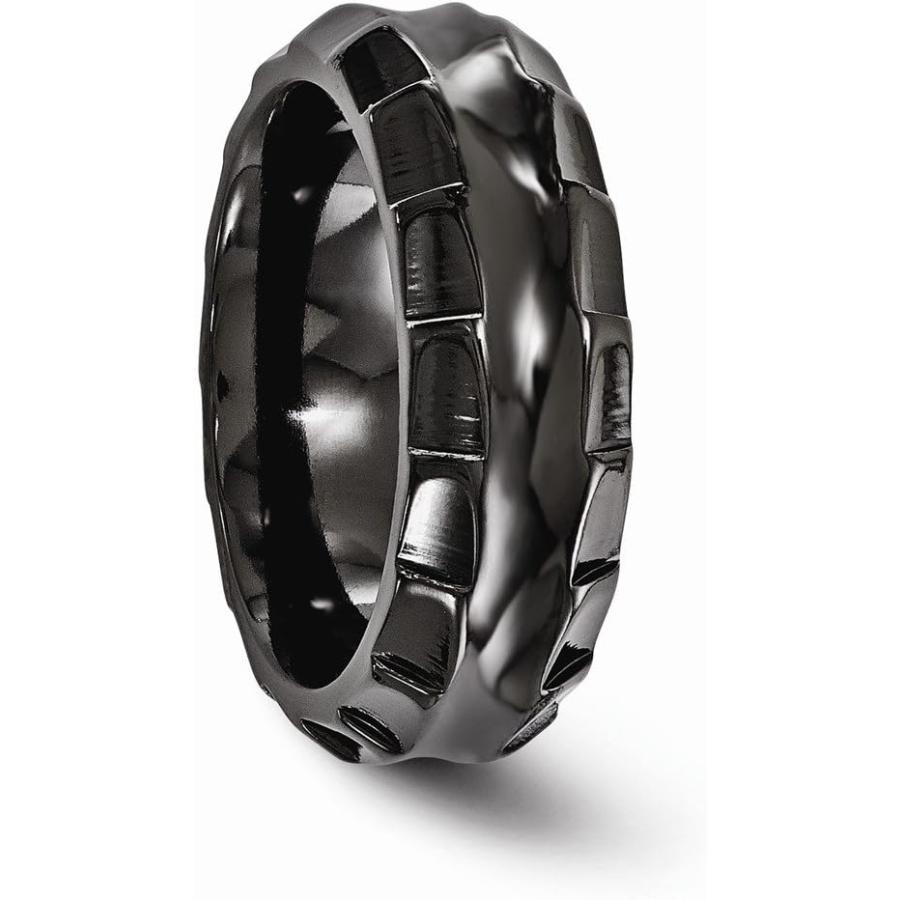 【並行輸入品】Solid Black Titanium Men's Faceted Edges 8mm Men's Plain Classic Wed_3